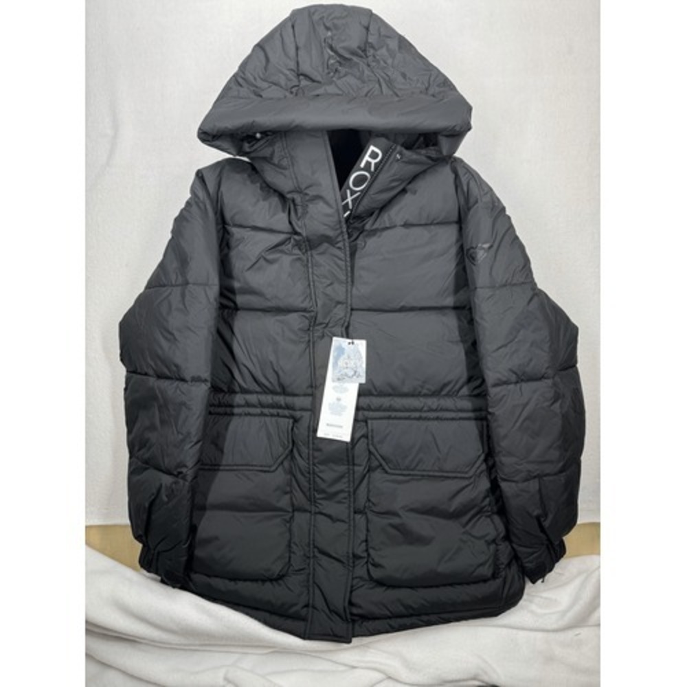 ROXY Women's Rebel Mid Puffer Ski Jacket Black NWT Size Small $150 MSRP